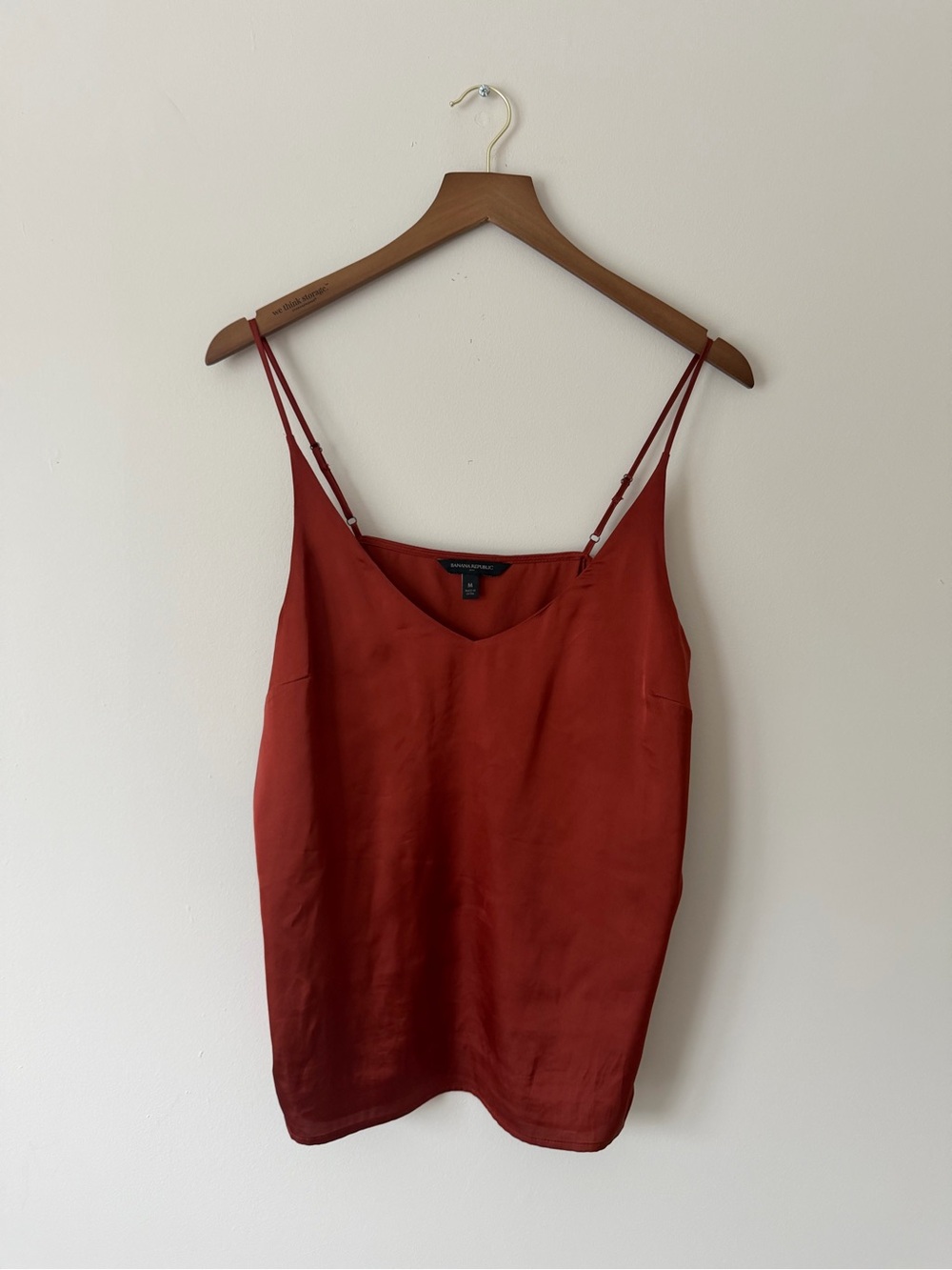 Banana Republic Terracotta Red Satin Spaghetti Strap Cami Medium LN